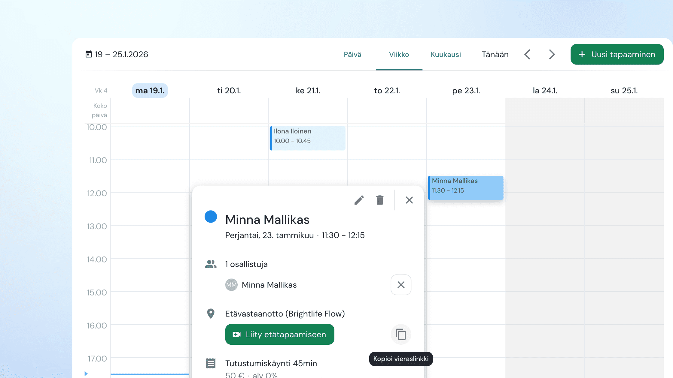 Kuva brightlifen alusta ja hakuprofiilin luomisesta - psykoterapeutin asiakashankinta