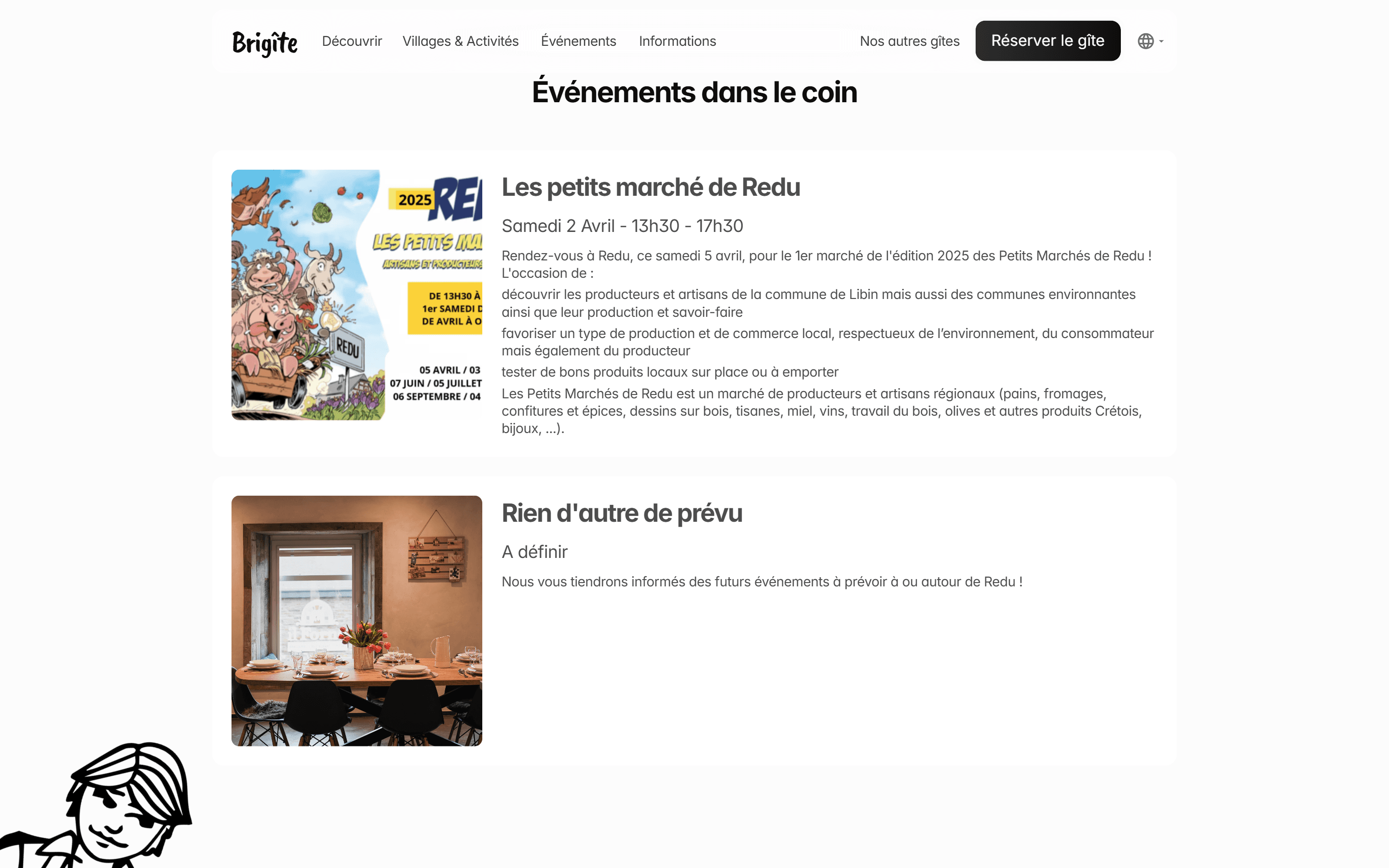 Liste des activités locales gérées via un CMS Framer