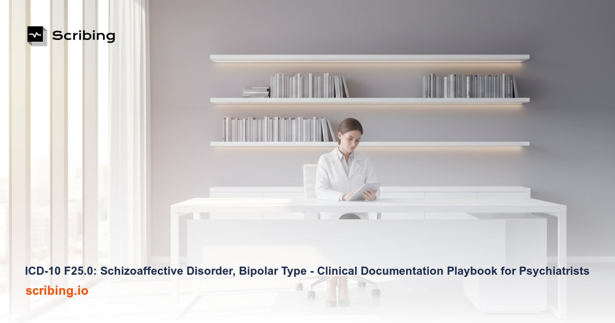 Clinical documentation guide for ICD-10 F25.0 schizoaffective disorder bipolar type in outpatient psychiatry settings