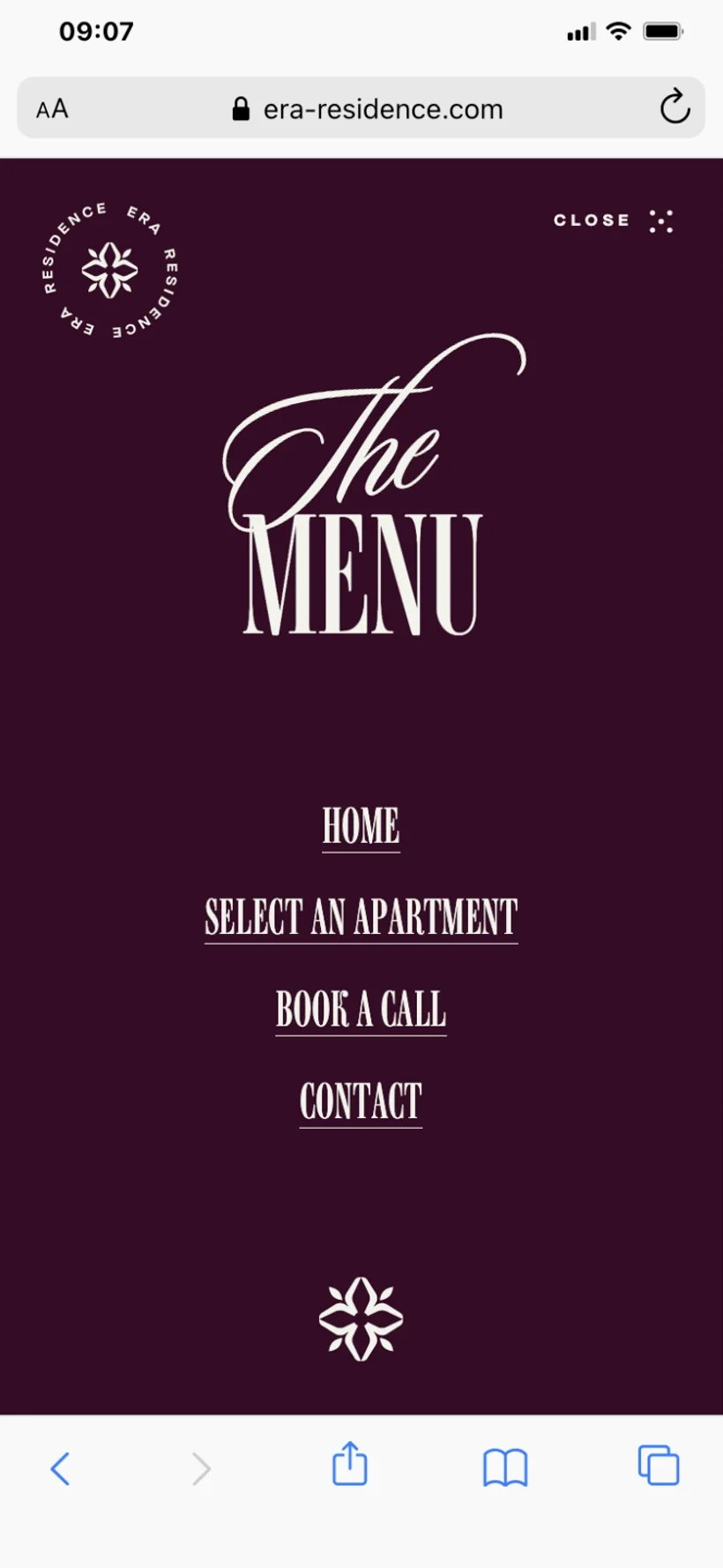 ERA Residence - Screenshot | mobile : menu