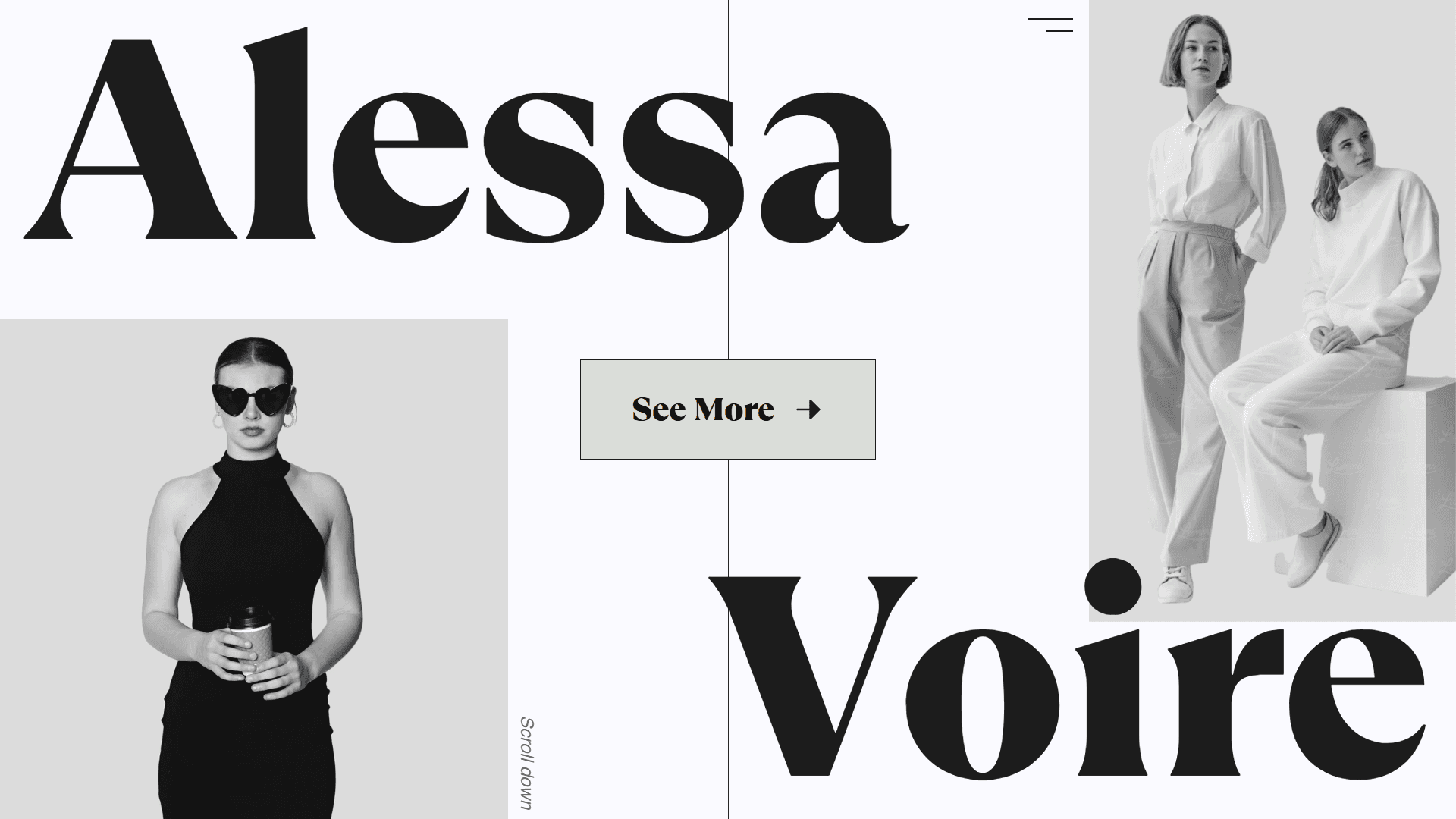 Screenshot of aless-avoire.com homepage, showcasing stylish women posing in high-end clothing, with a clean interface and navigation.