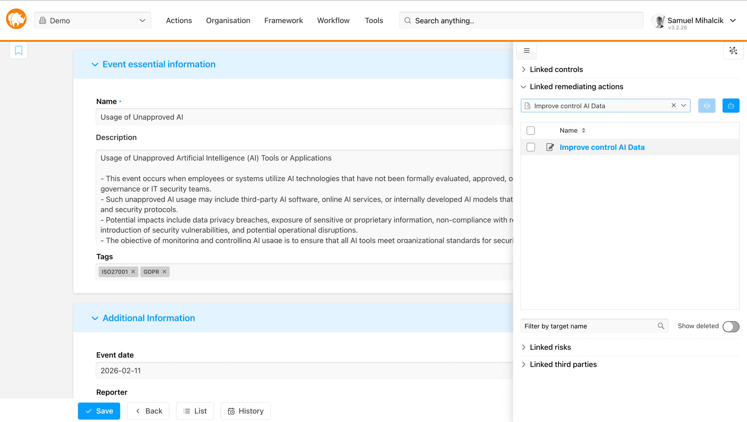 RiskRhino - Incident & Event Management