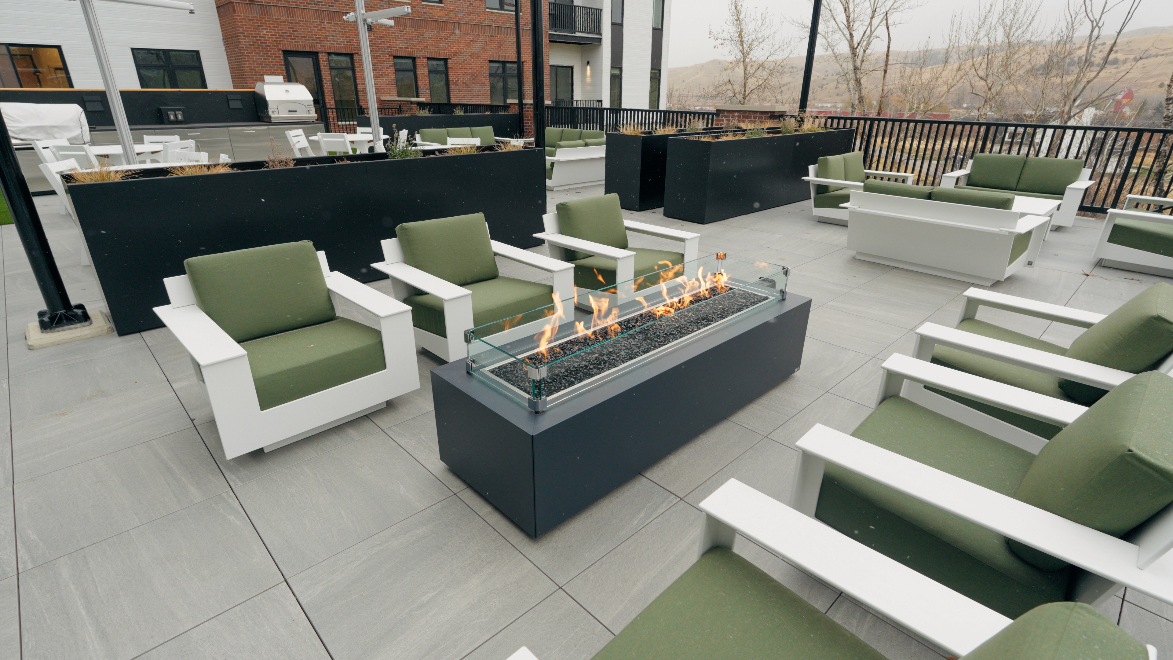 The Kestrel Apartment Complex Fire Pit In Downtown Bozeman Montana