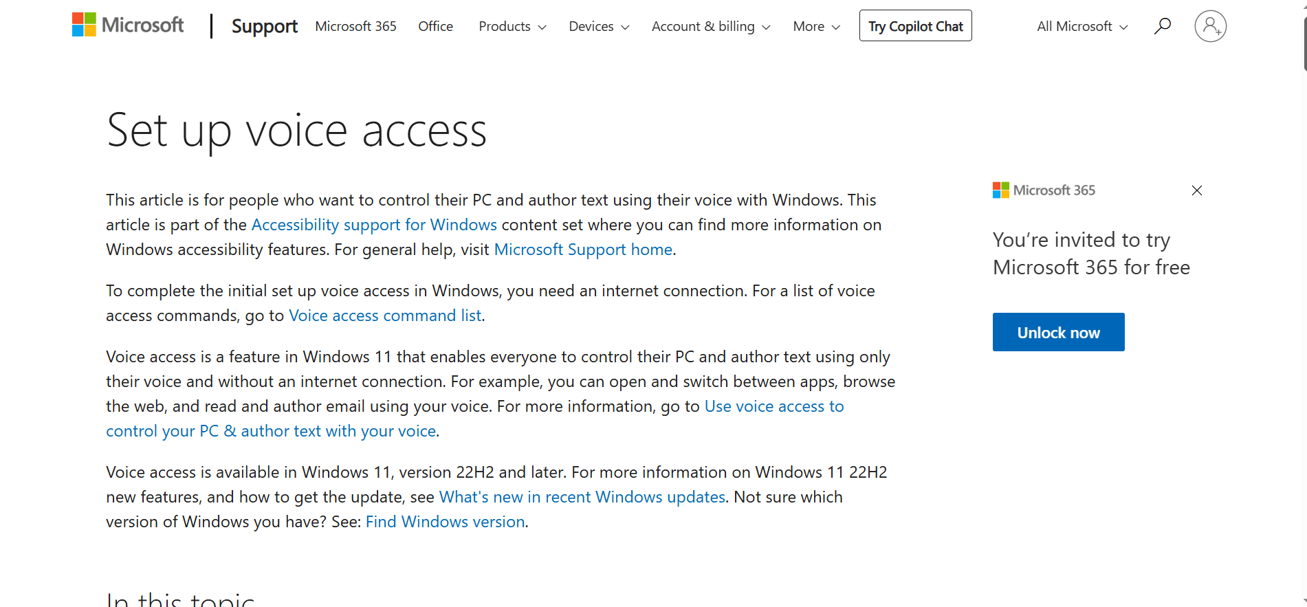 Microsoft Windows Voice Access