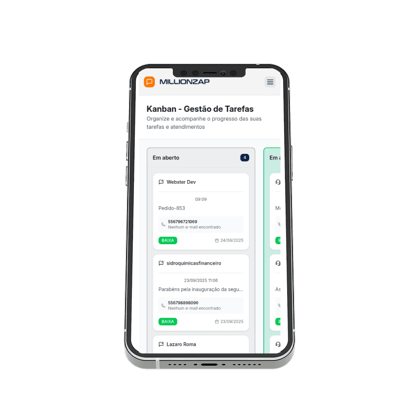 The FlowCRM app on the phone