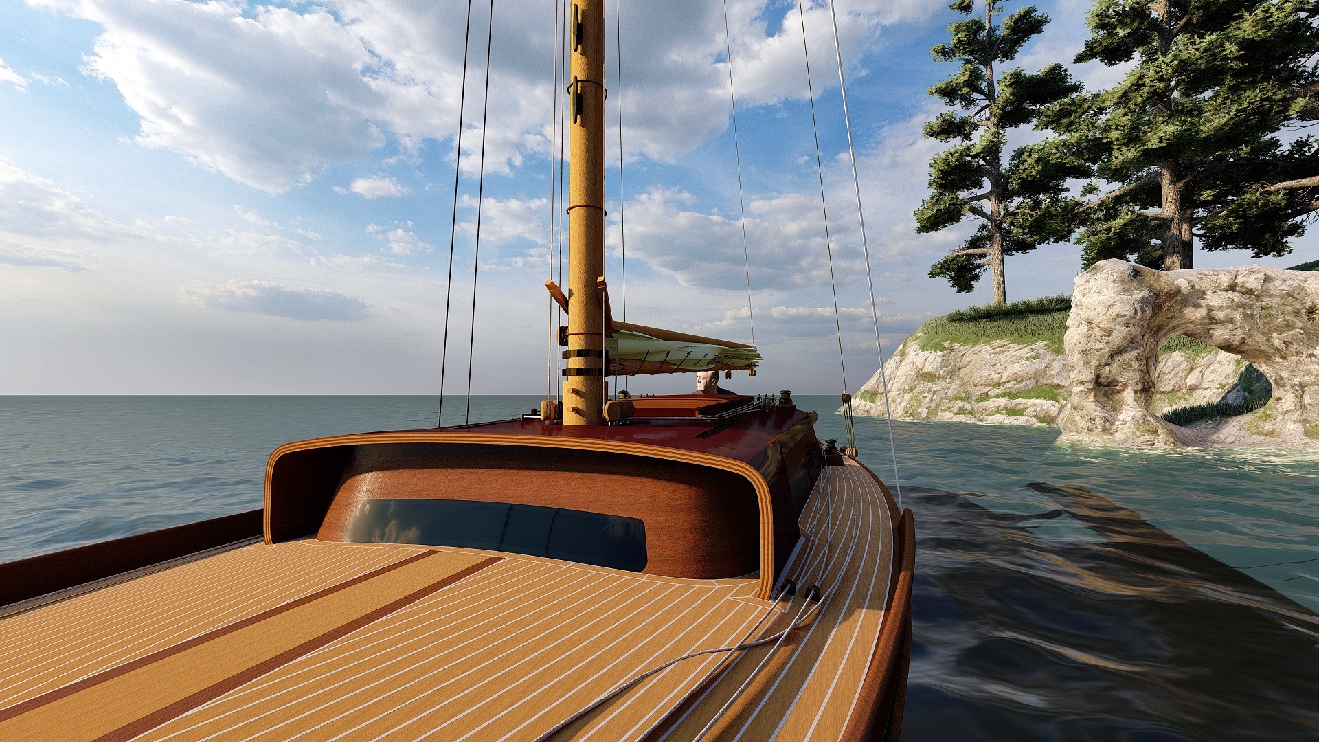 A custom-designed sailing yacht by Ronan Ohier Yacht Design, showcasing elegant lines, high-performance sails, and attention to every detail.