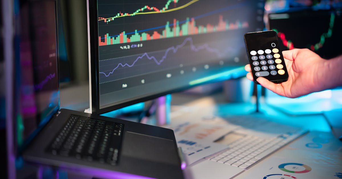 A vibrant setup showcasing financial analytics on screens, ideal for fintech themes.