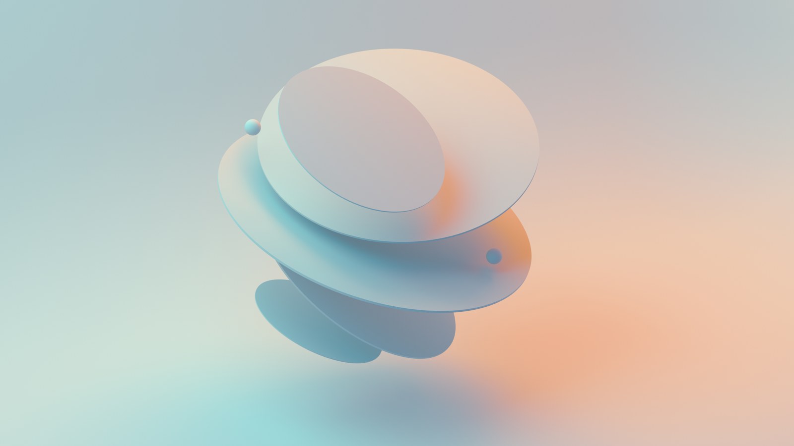 Floating pastel discs in soft light