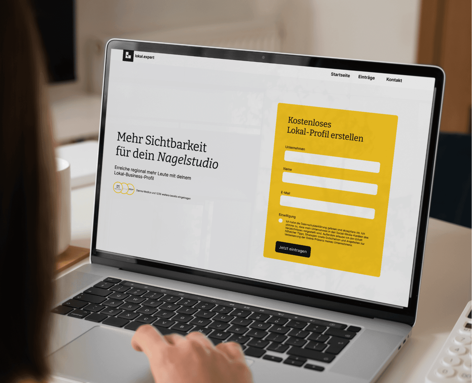 lokal.expert homepage on laptop