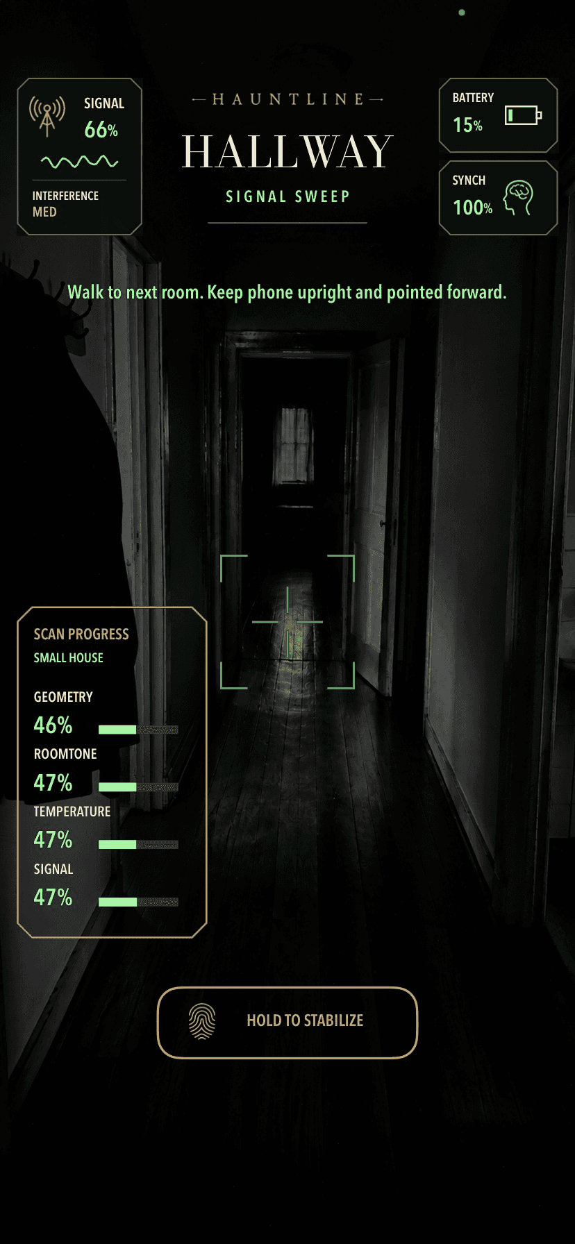 Vertical Hauntline investigation screen — left screen