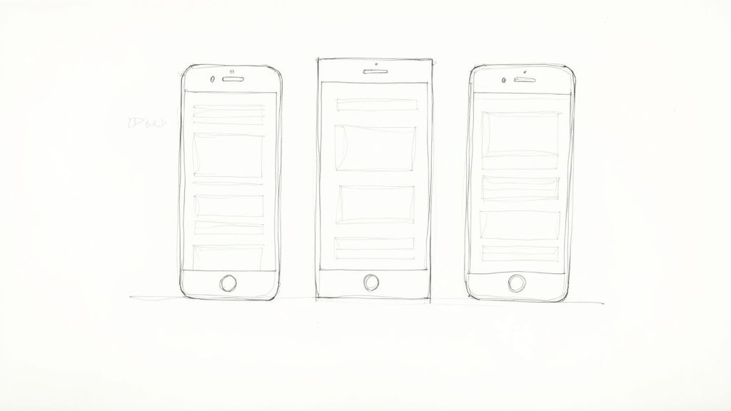 A diagram showing how media queries apply different styles at different screen sizes