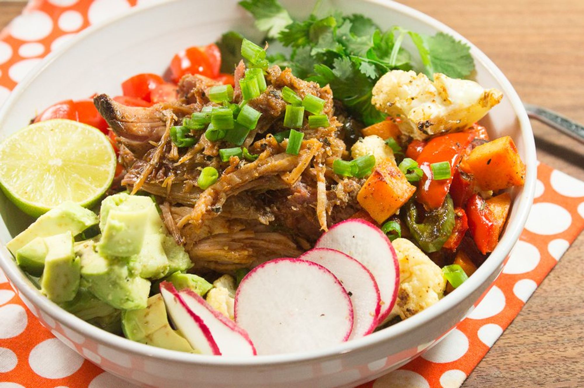 ready to eat slow cooker carnitas bowl