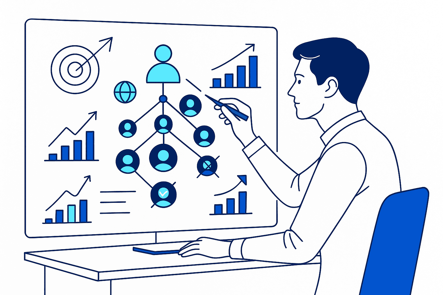 A person sitting at a computer and developing a smart Web3 KOL marketing strategy