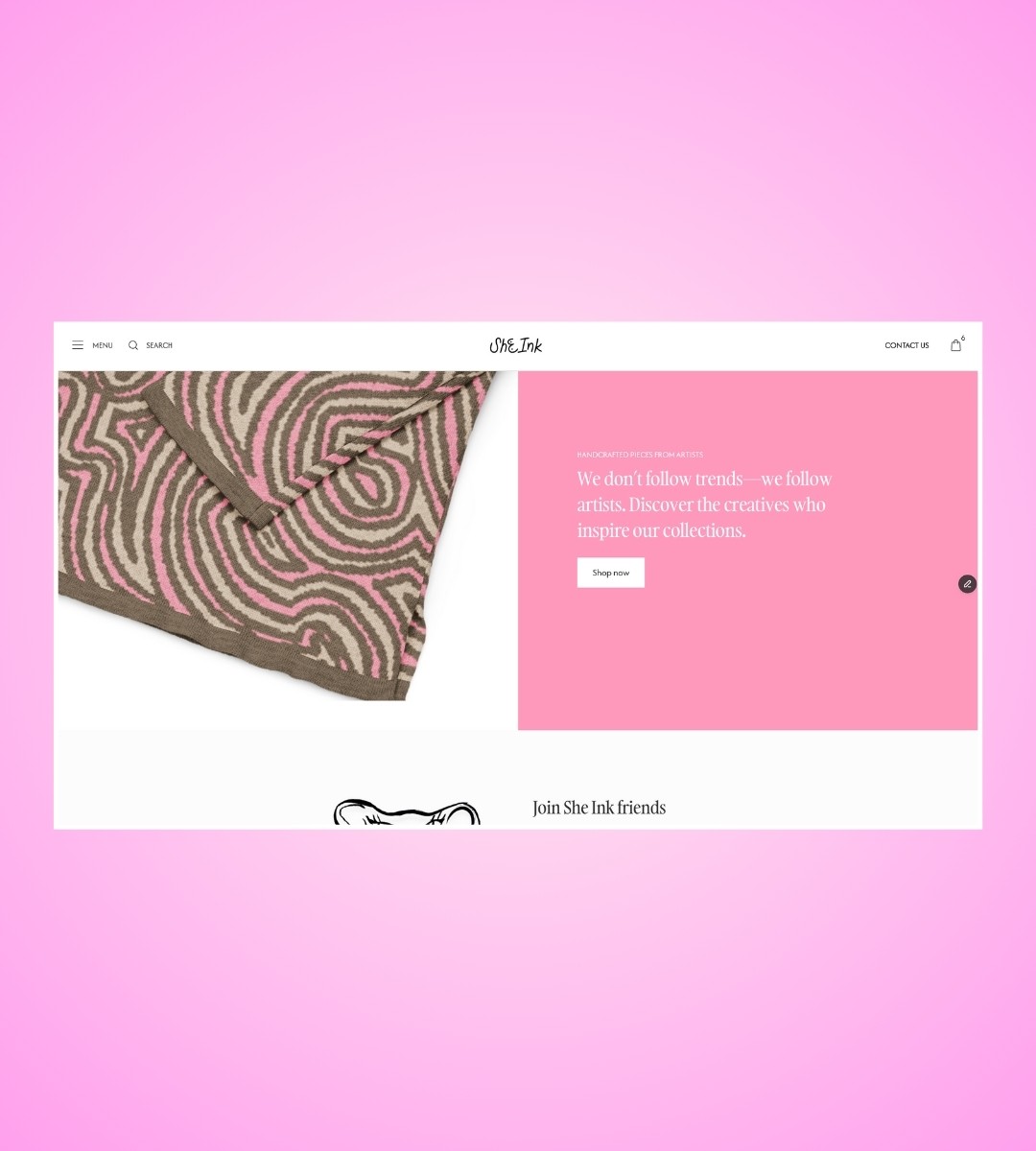 SHEINK website hero image