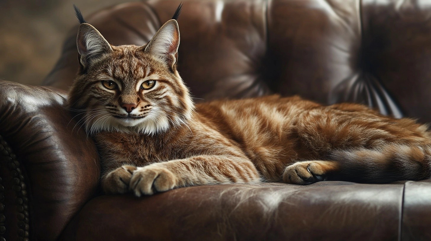 A male cat on a leather cat