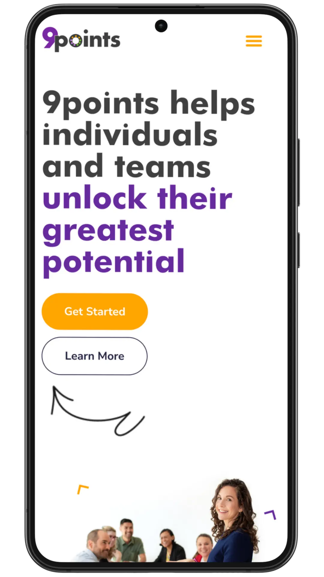 A mobile screen displaying a message about helping individuals unlock their product potential.