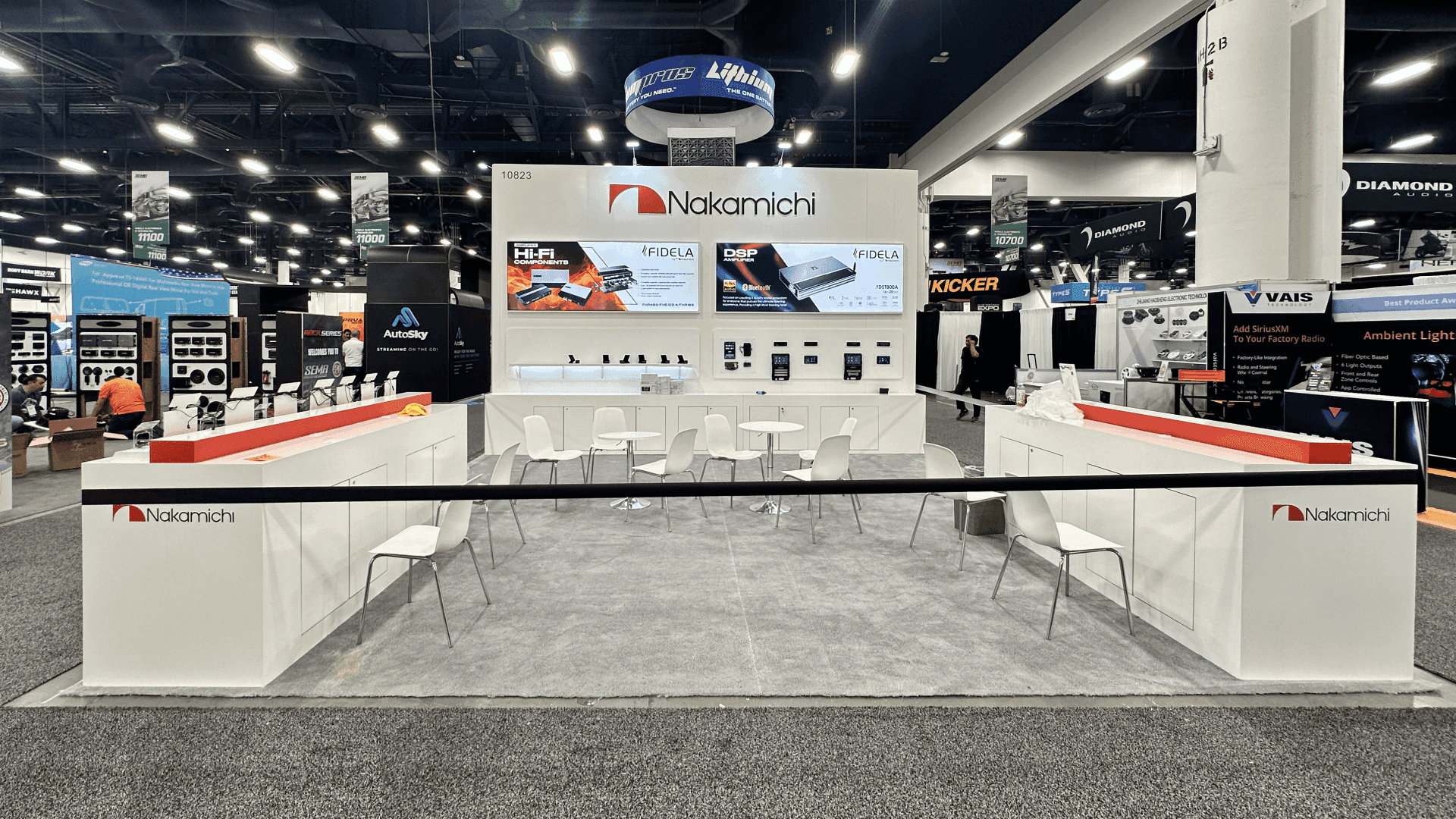 SEMA vehicle display booth project with aftermarket product presentation and branded graphics at Las Vegas Convention Center