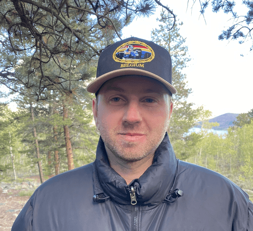 persona portrait image man with orange background and person's image on top