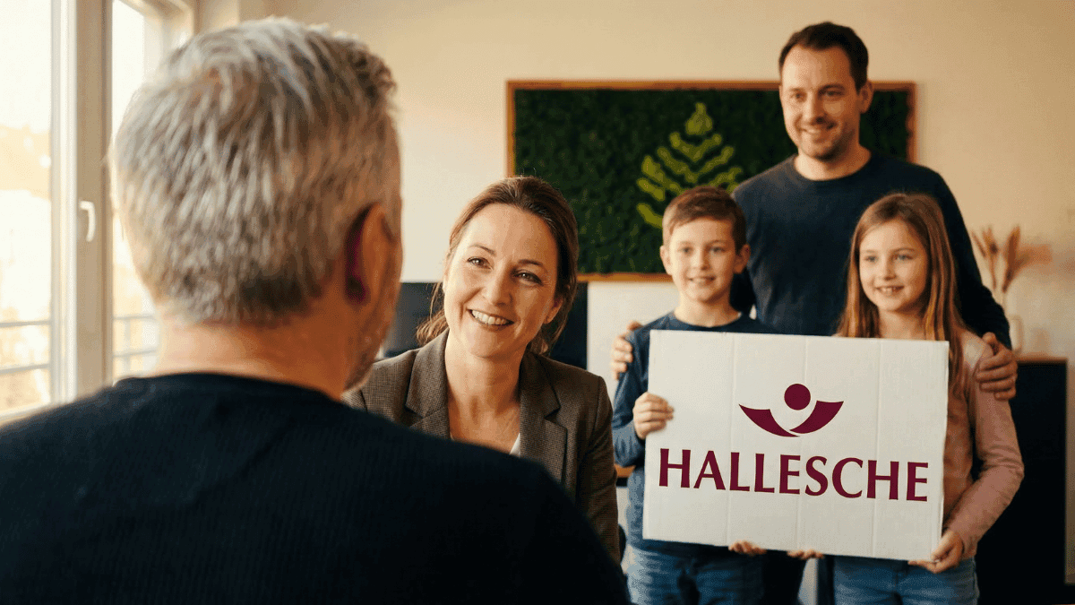 Hannes Weindorf berät Familie über den bKV Zusatztarif Hallesche Feelfree Familie