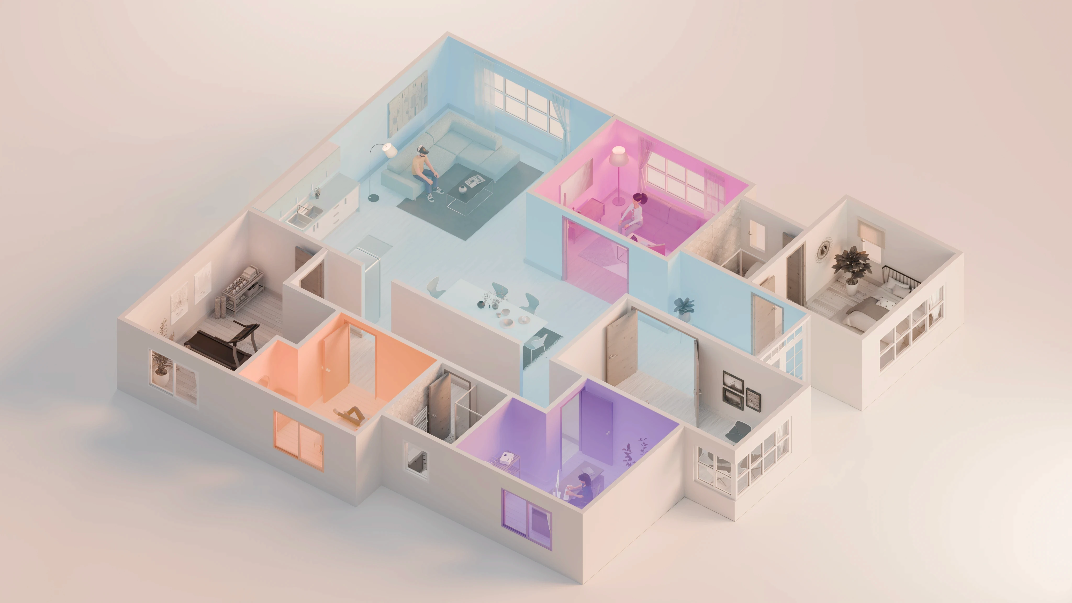 Explainer video showing how ducted air conditioning works, including VAV (Variable Air Volume) control, and comparing a standard two-zone system with a MyPlaceIQ ten-zone system for better comfort and energy efficiency.