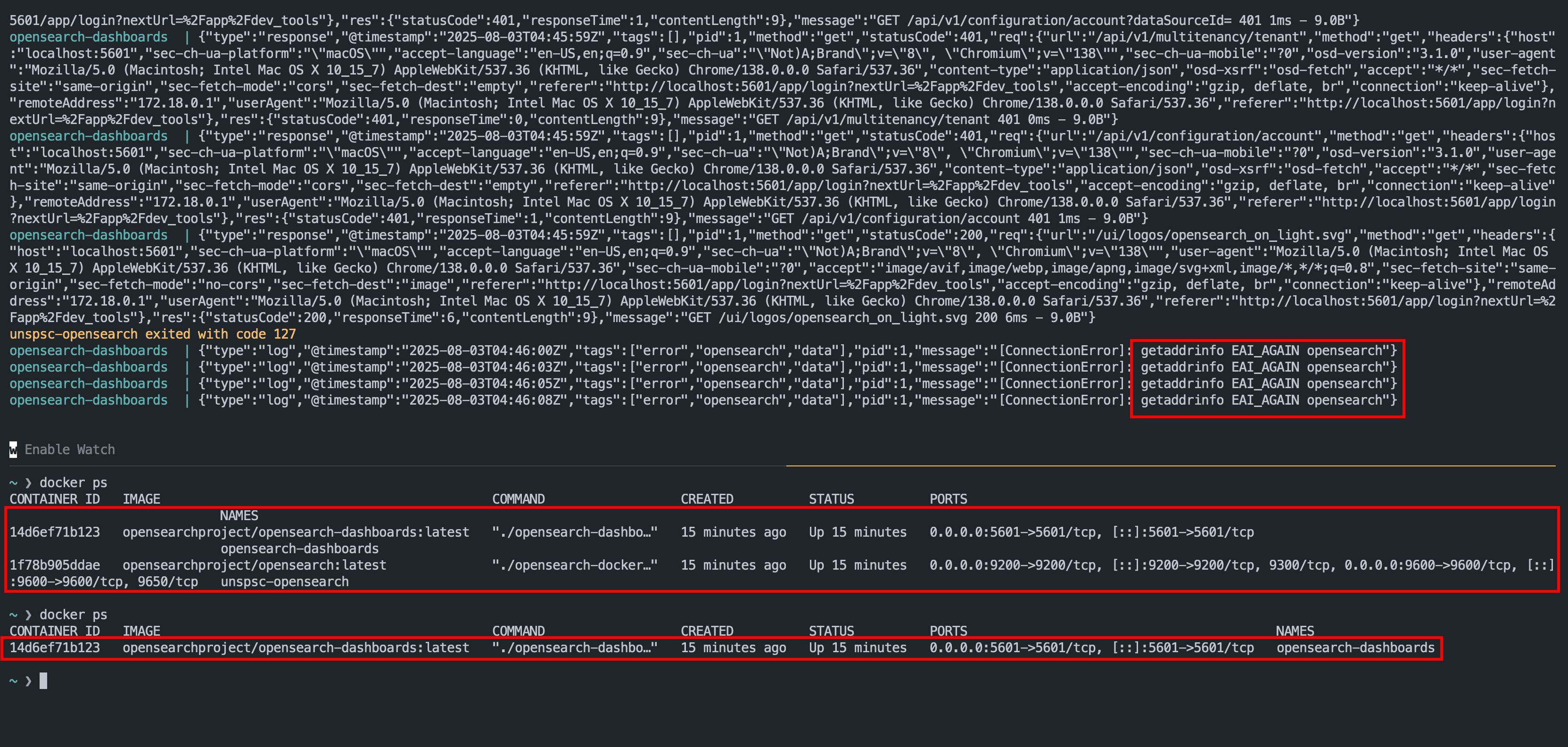 OpenSearch exited with code 137
