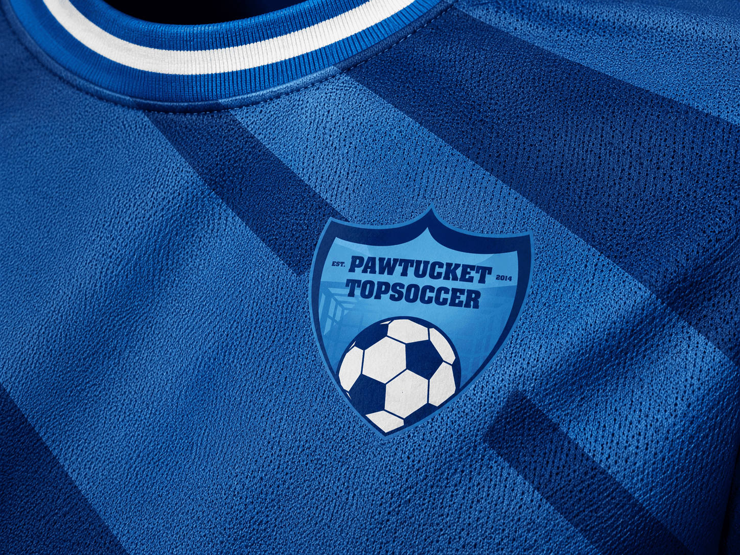 Pawtucket Top soccer logo on blue jersey