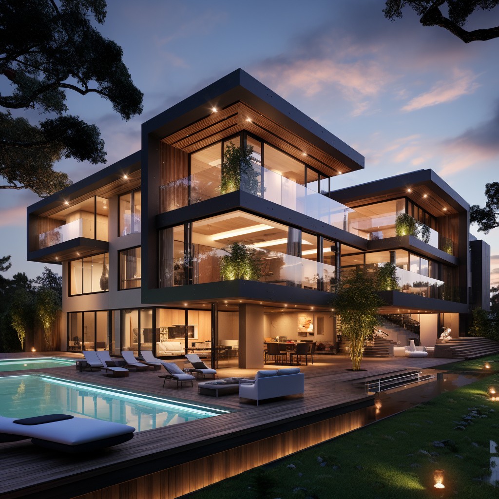 Екстерєр заміського ресторану із виходом на терасу та басейном