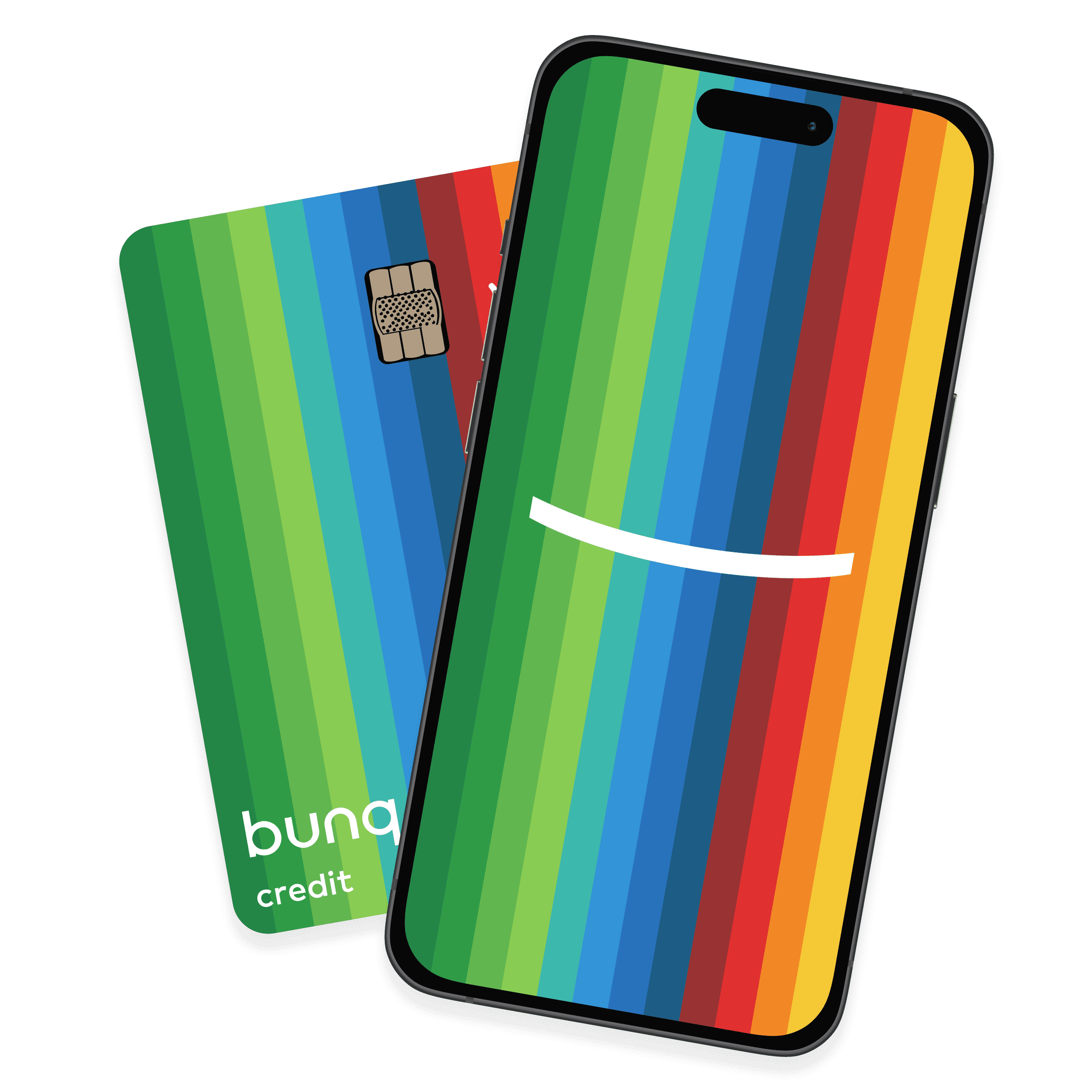 bunq card and phone with bunq open.