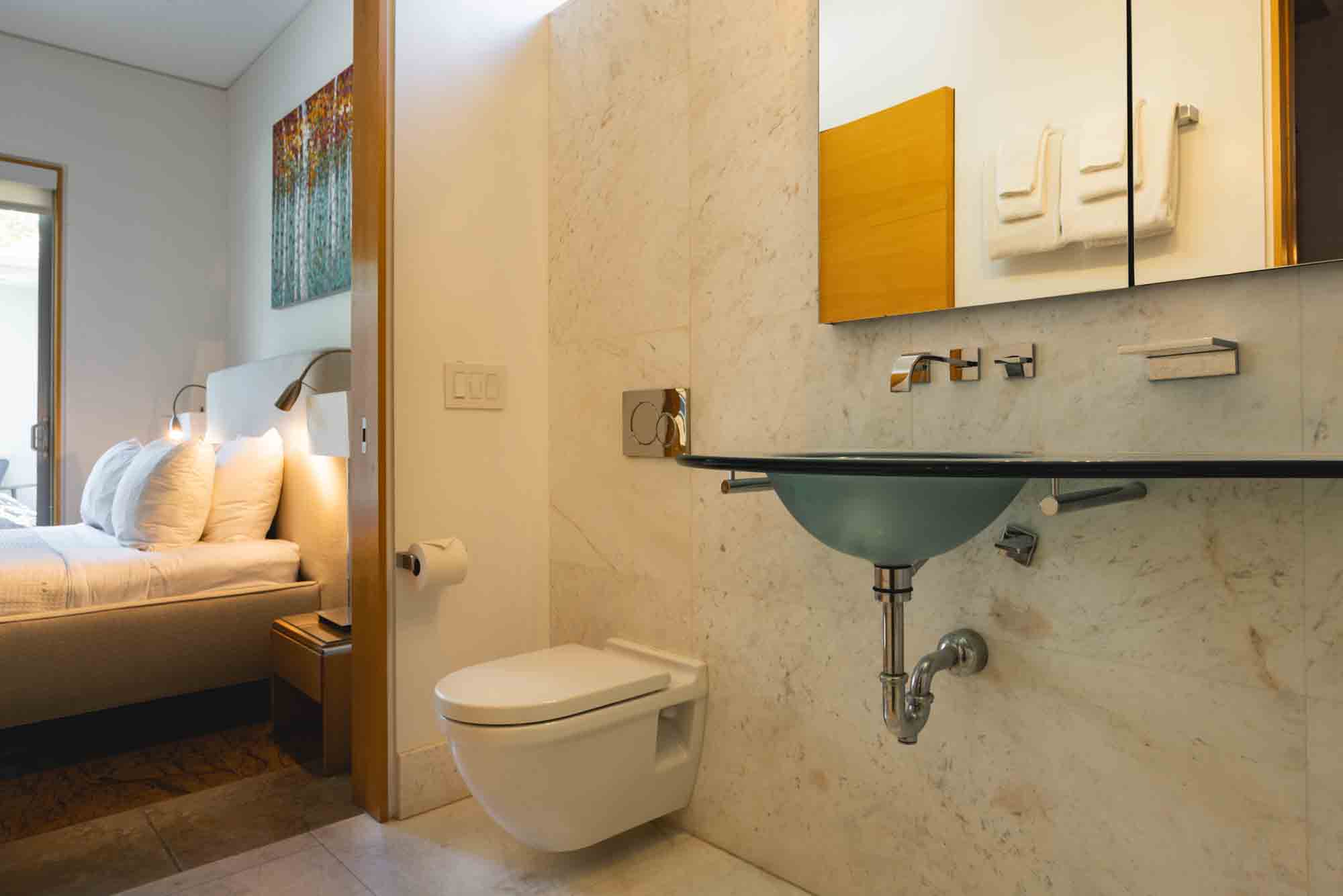bright and spacious bathroom at Contra House, perfect for group stays in a private Key West retreat