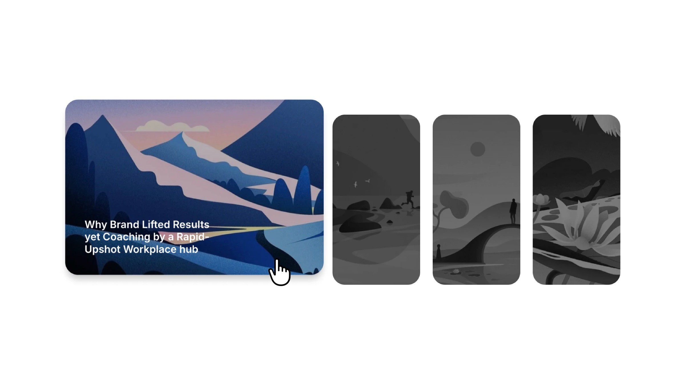 Colorful illustrated landscape carousel with nature scene and article preview