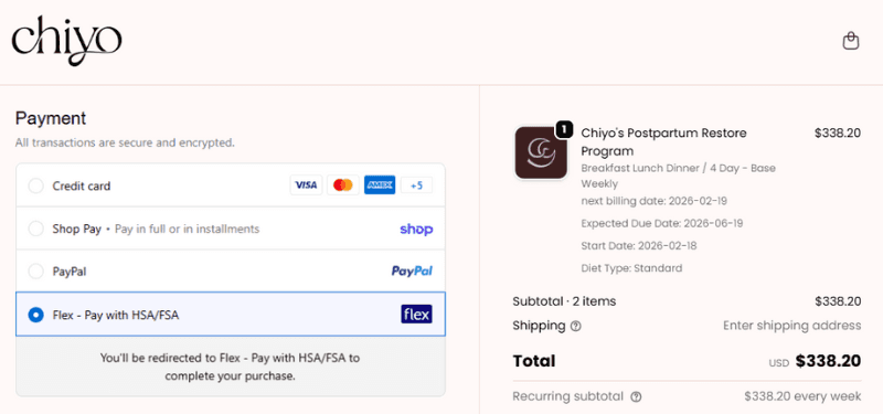 Checkout pilates store using Flex