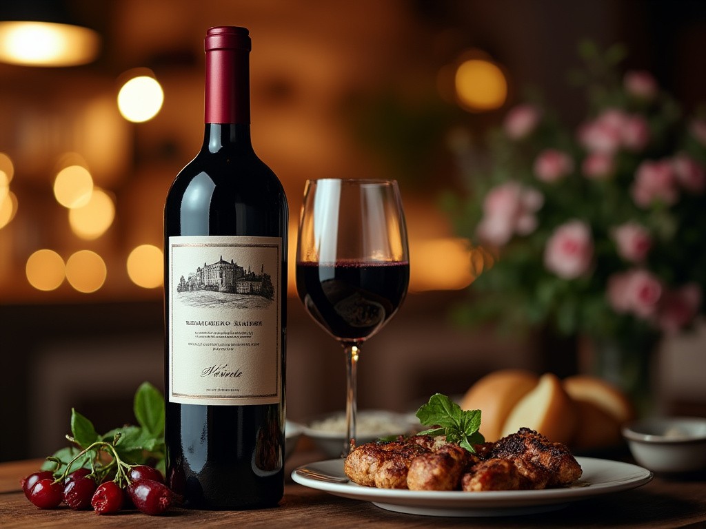 Elegant dinner featuring Cabernet Sauvignon paired with a succulent duck dish, perfect for a gourmet evening.