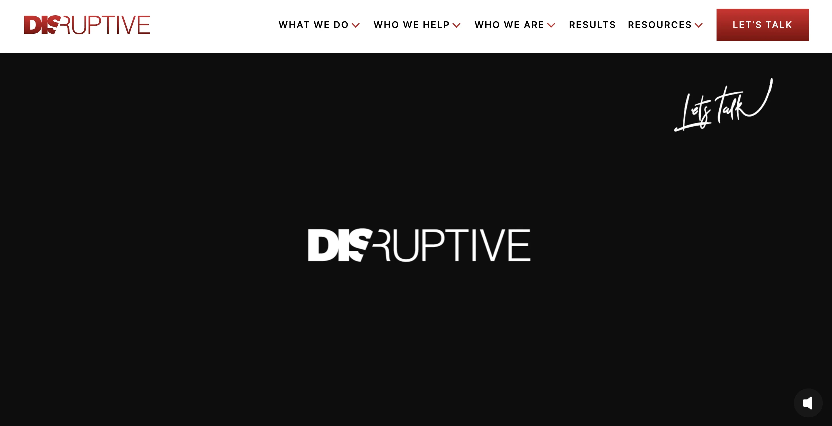 Screenshot of Disruptive Agency homepage