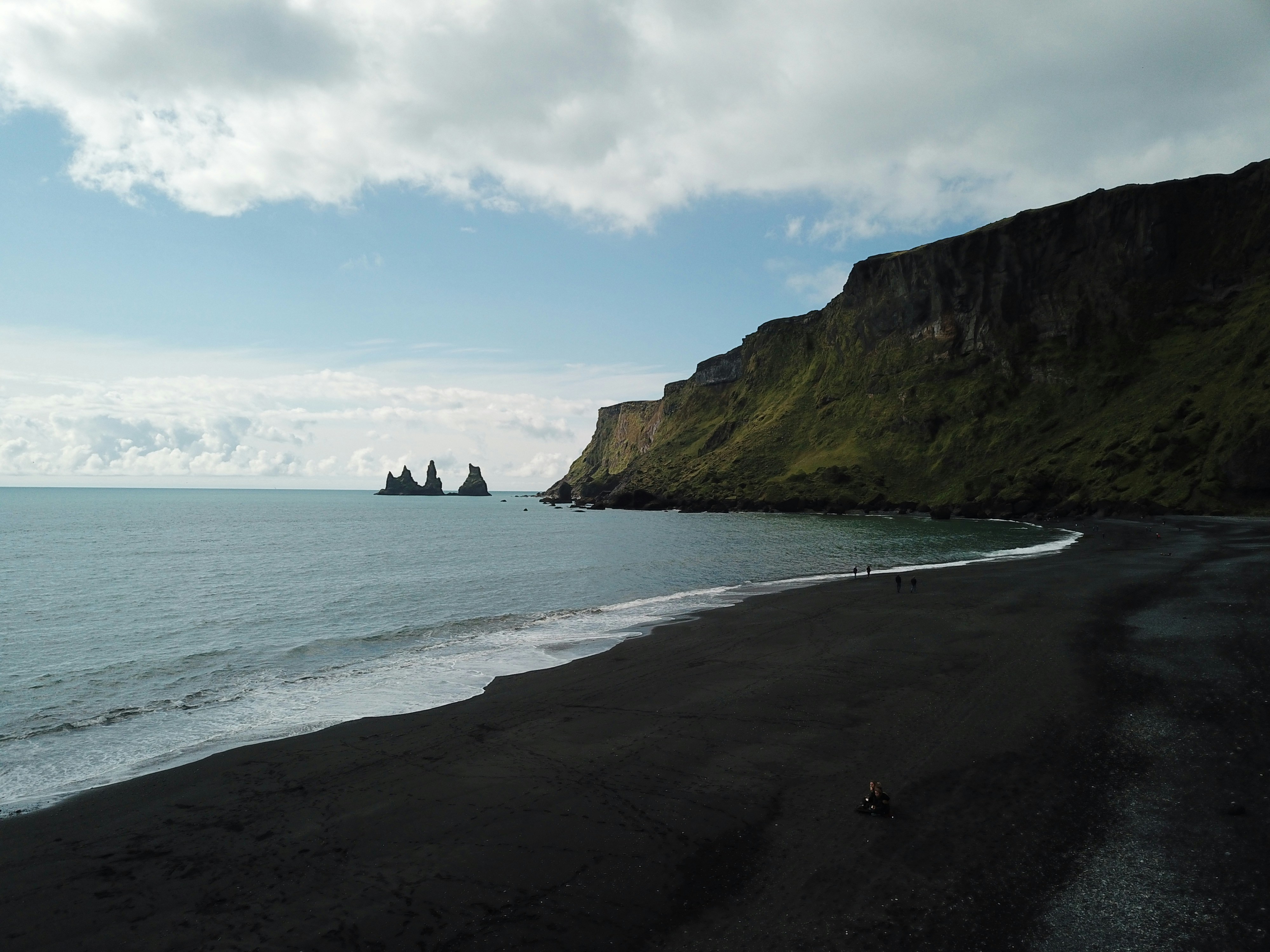 Long stretch of black sand beach along the South Coast of Iceland.
