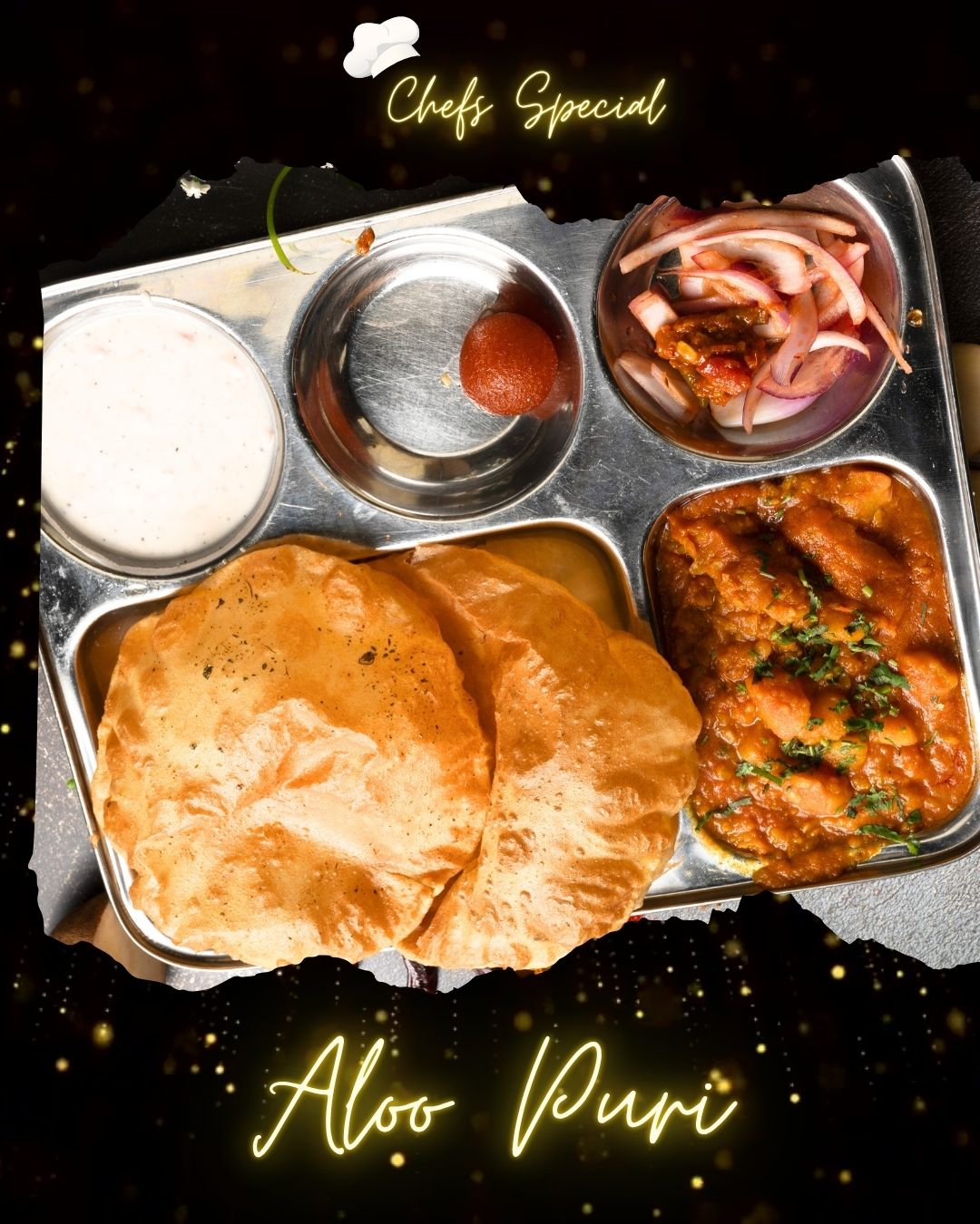 Aloo Puri — spiced potato curry with fluffy puri, North Indian breakfast Ustaad G76 BC