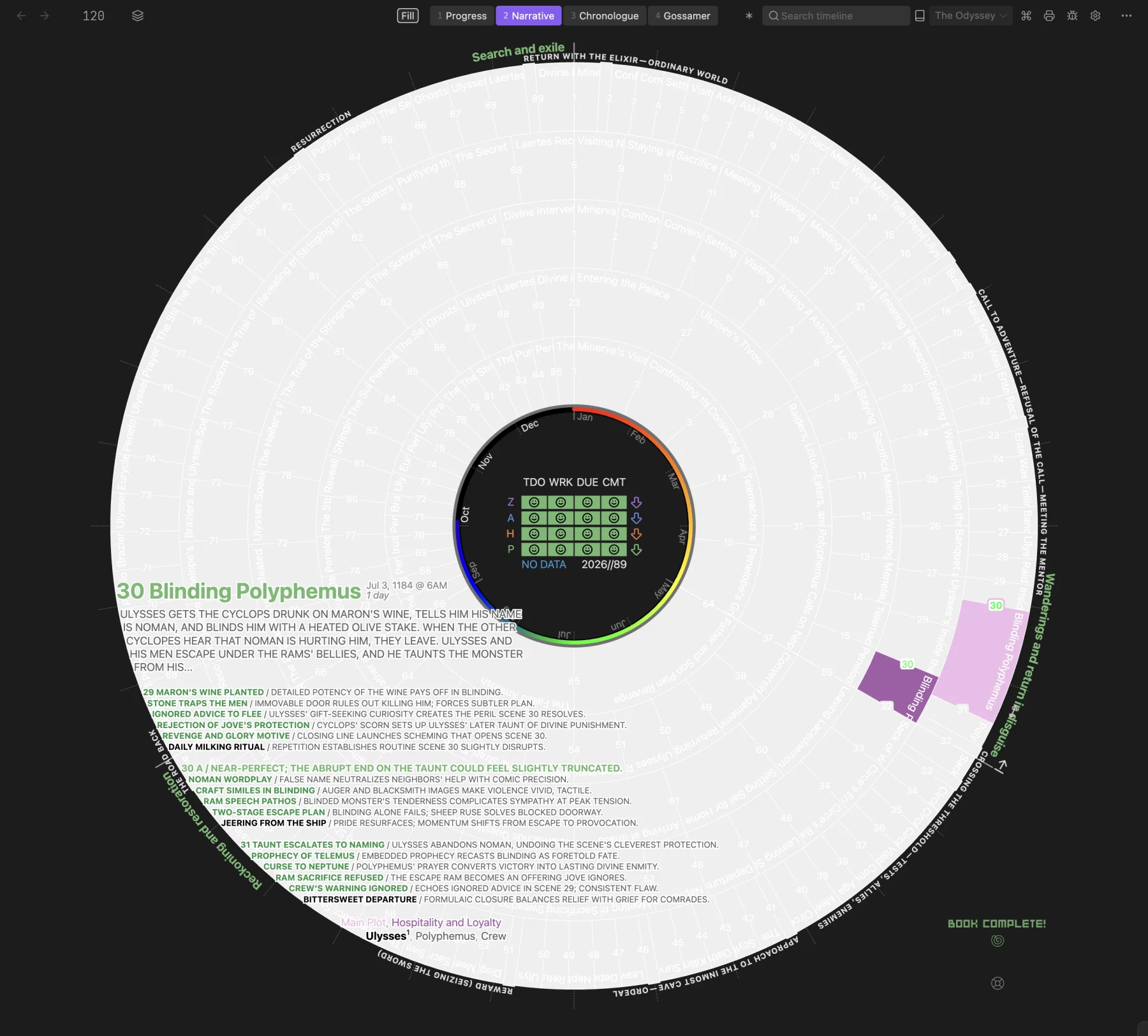 Radial Timeline scene hover preview used in the visual quick start