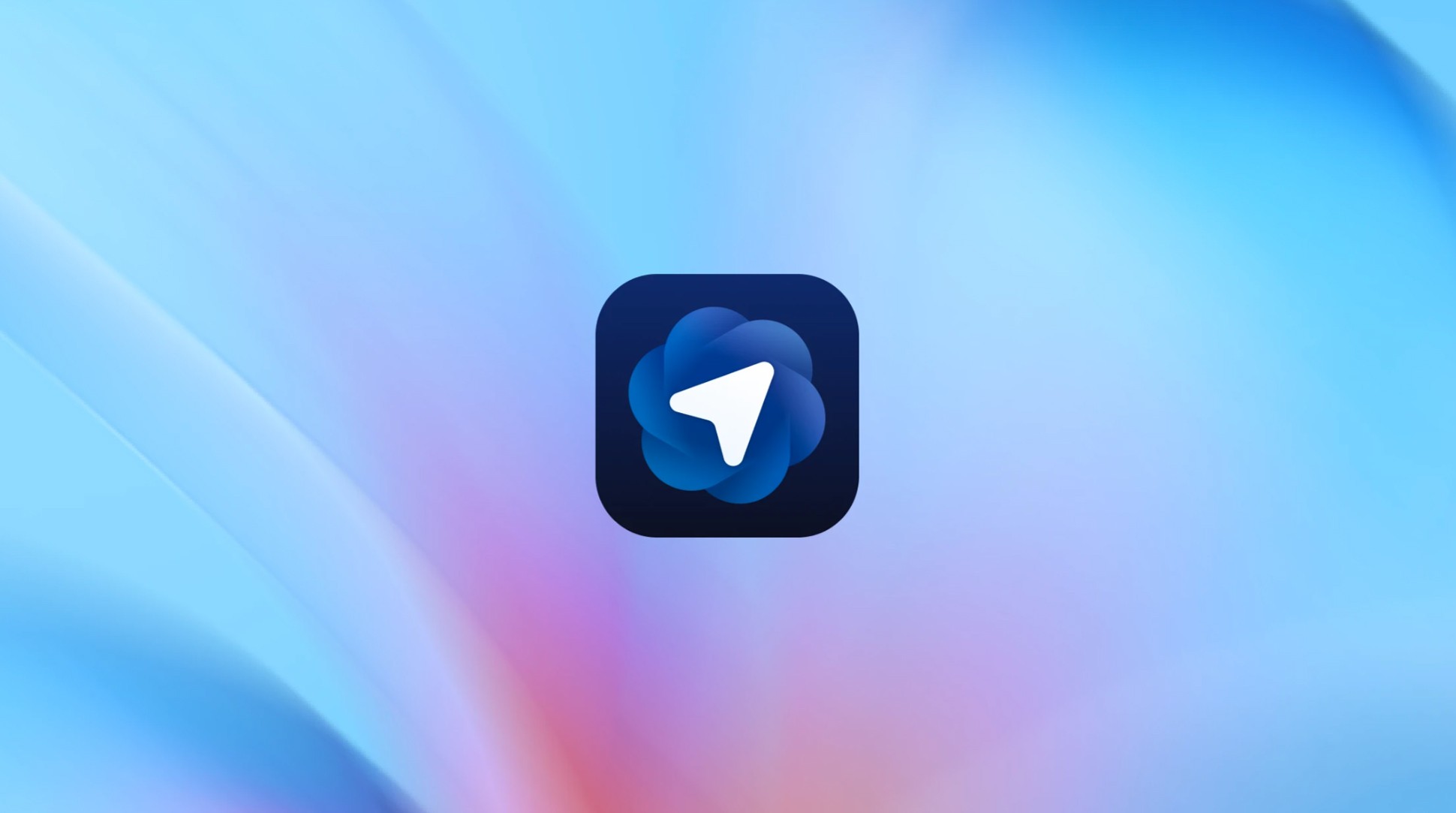 ChatGPT Atlas browser app icon featuring a white navigation arrow on a blue layered circular design against a dark rounded square background | IDIGIU