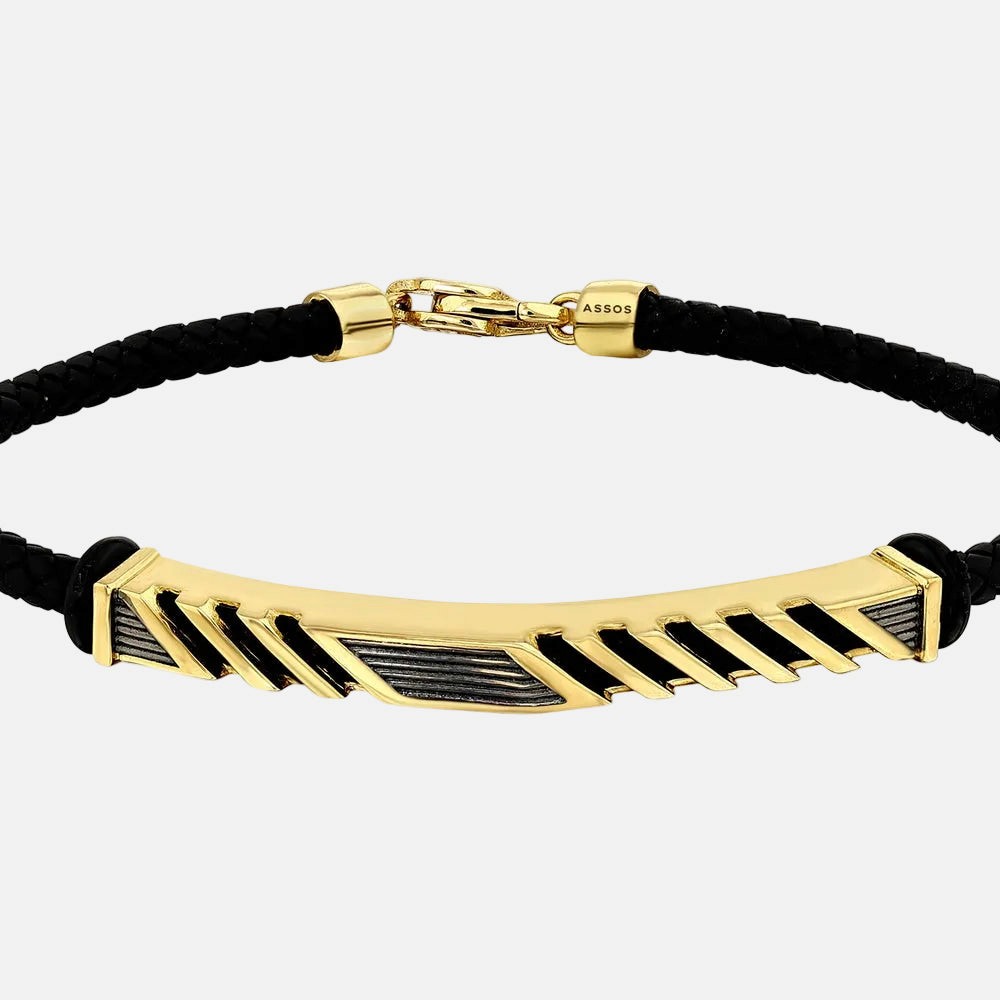 Assos Pırlanta 14 Ayar Altın Şık Tasarım Erkek Bileklik