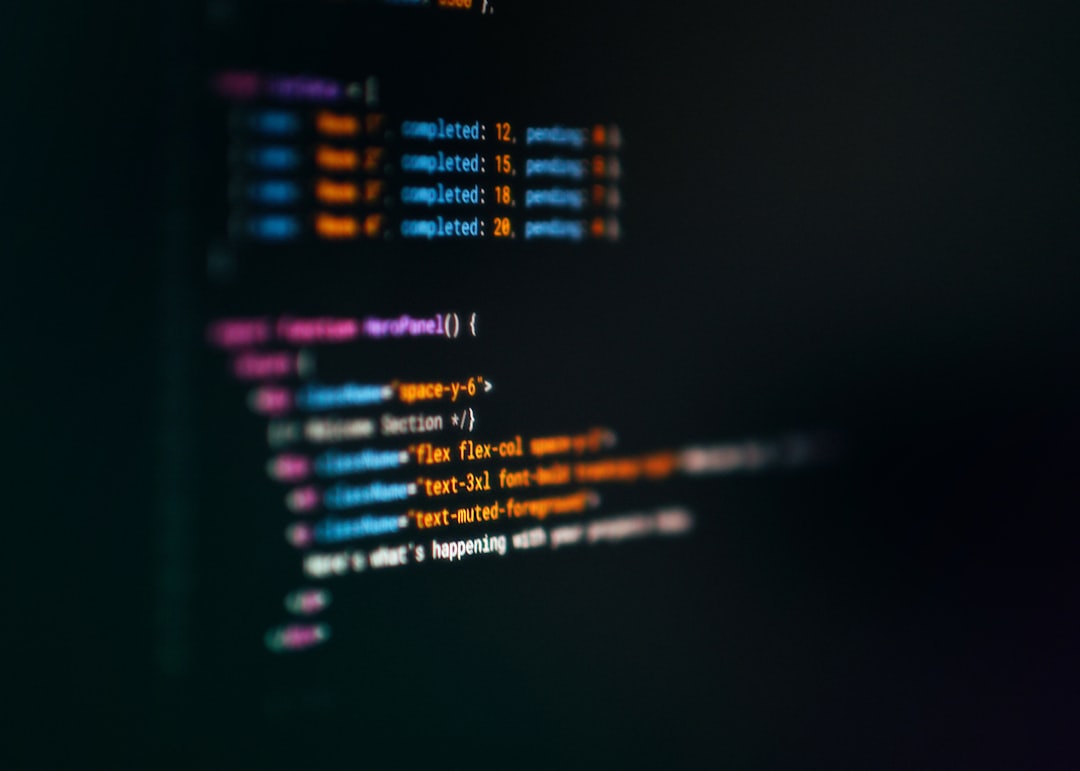 Computer screen displaying colorful code snippets