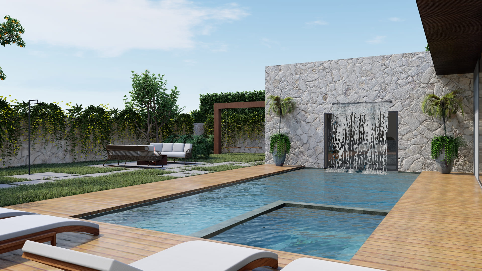 Projeto arquitetonico residencial casa de alto padrão sete lagoas minas gerais com piscina a area de lazer 