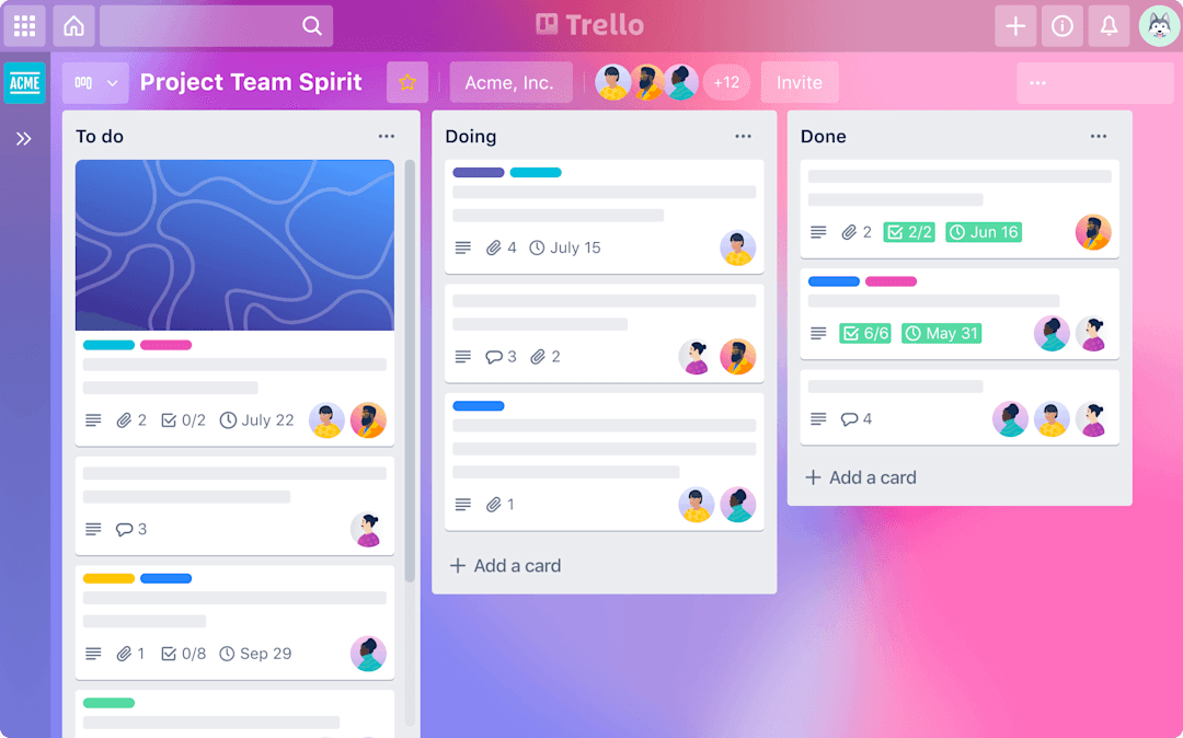  The interface of Trello