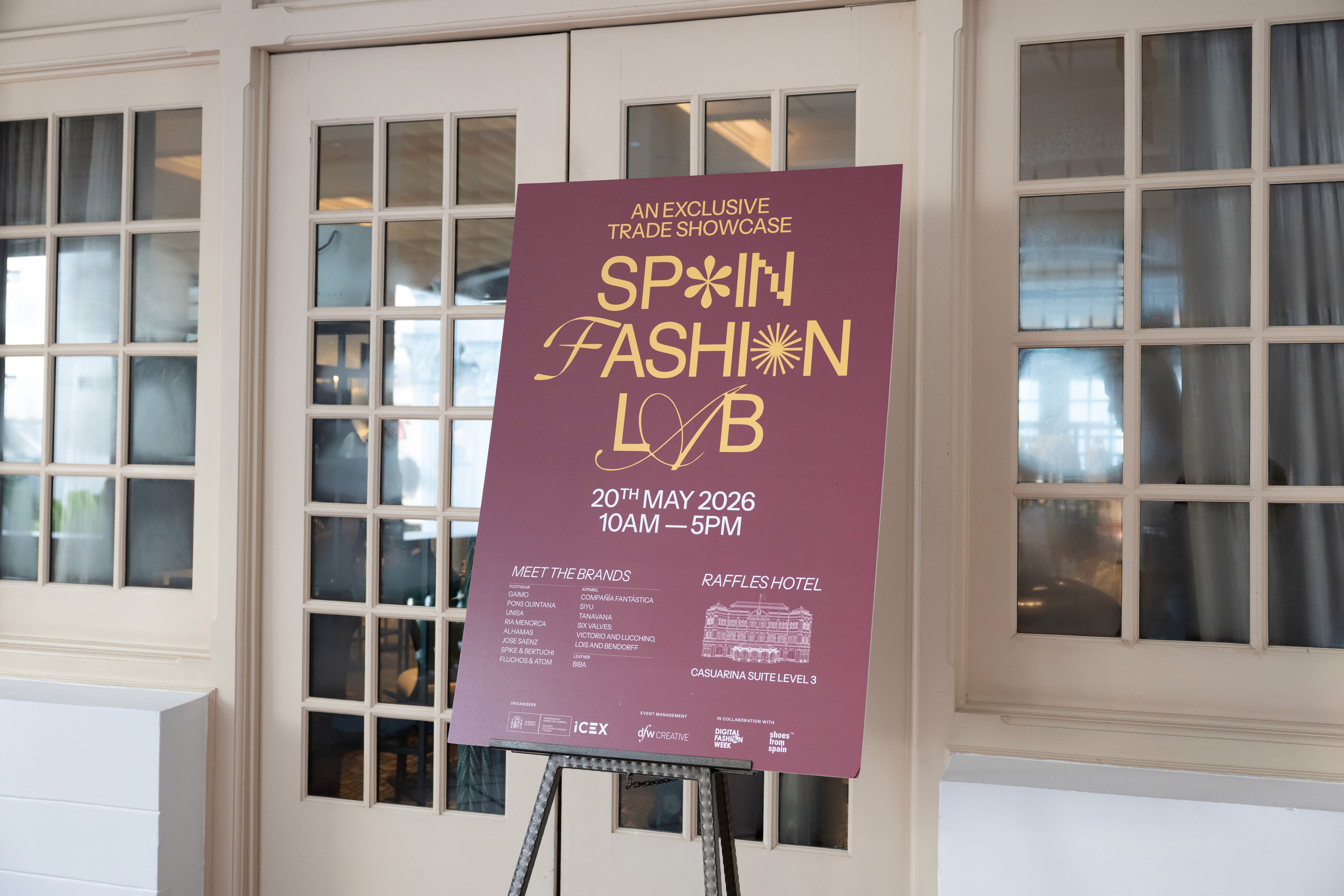 High-end B2B fashion event management showroom setup in Singapore for SpainFashion Lab, showcasing designer apparel and premium retail buyer matching