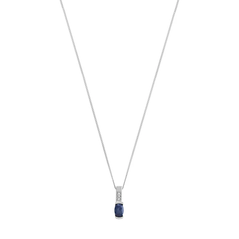 Collier en or blanc 375 serti de diamants et saphirs