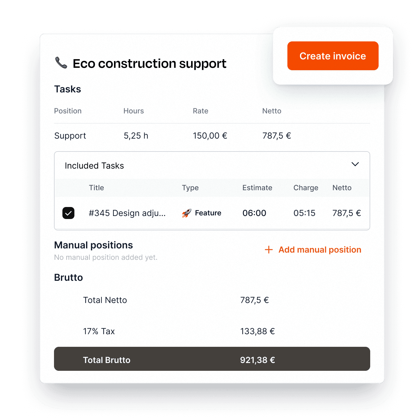 Invoice creation preview