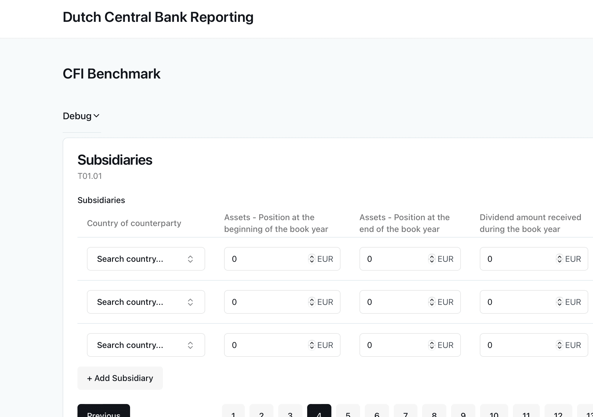 Screenshot of the main dashboard with gradients as background