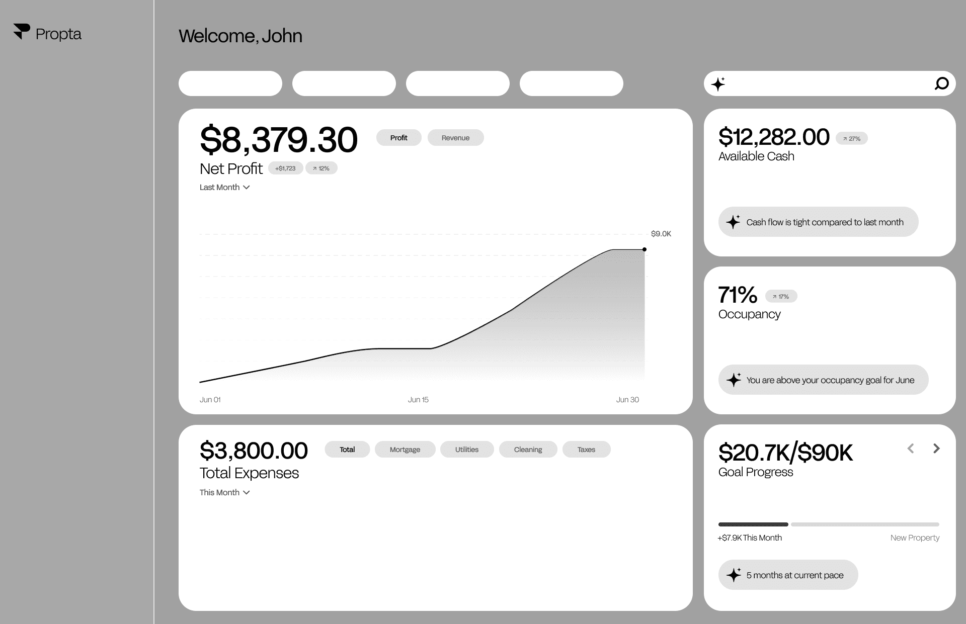 Early fixed-layout dashboard concept