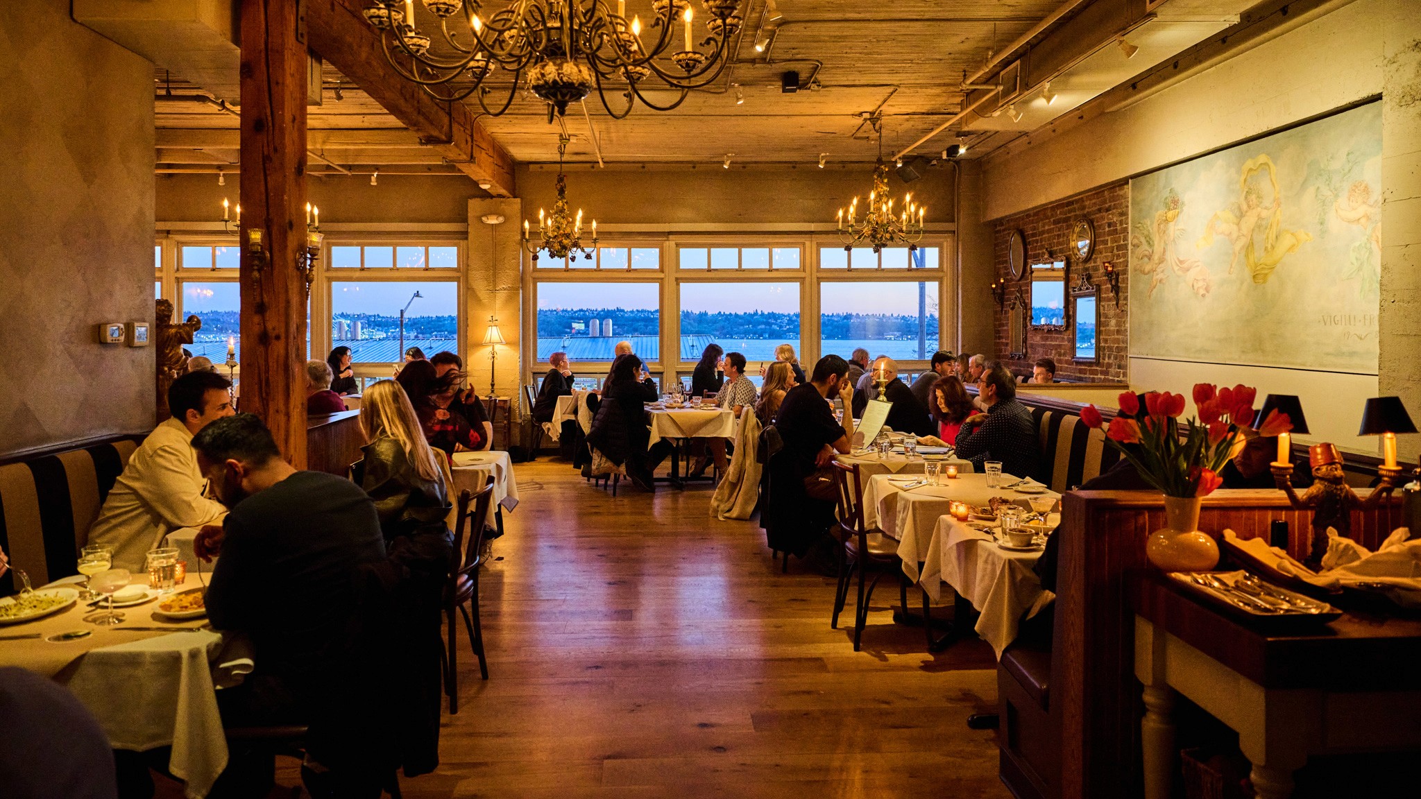 Dining Room and seated tables with view