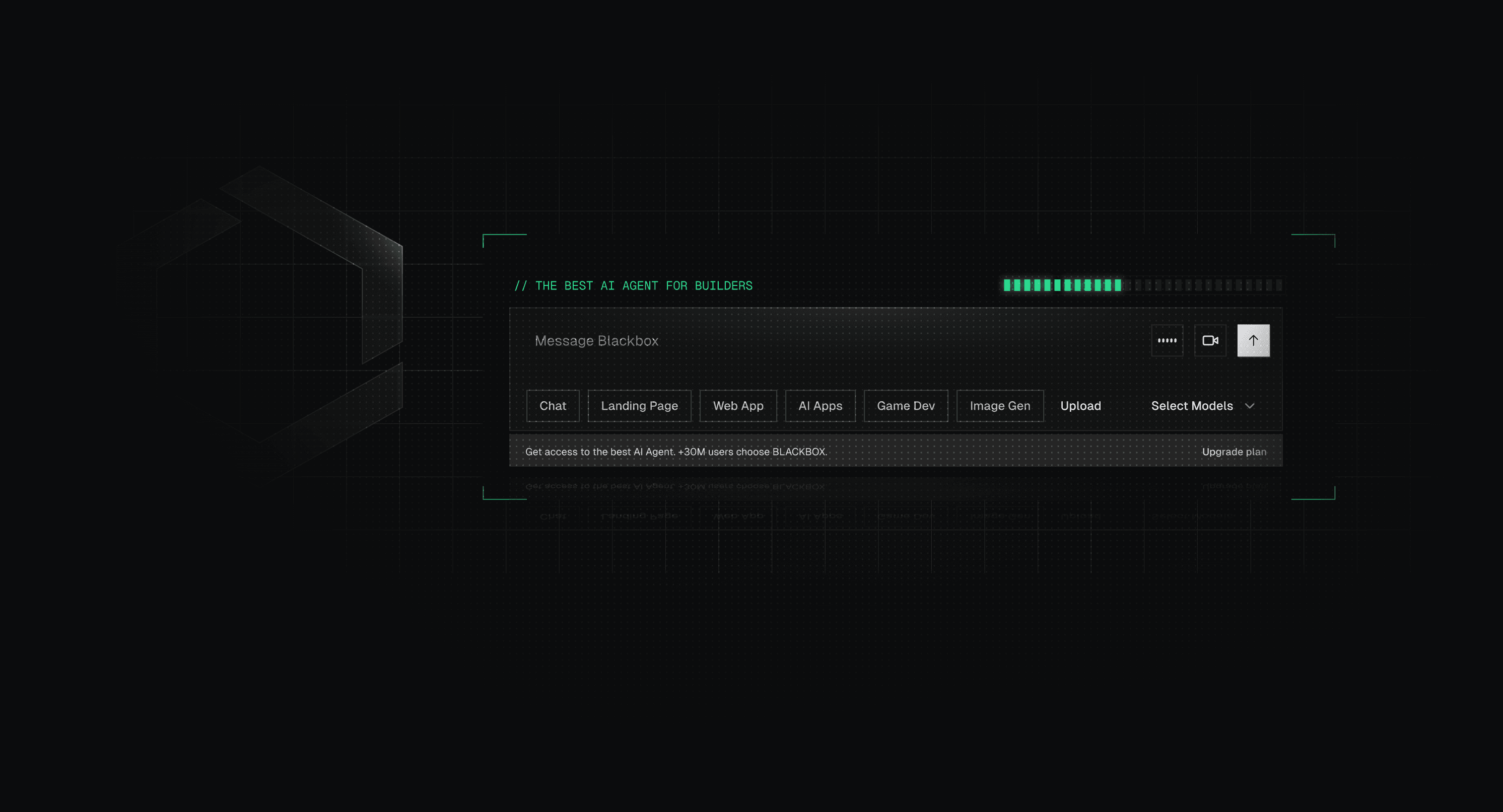 blackbox AI agent prompt interface for builders with tool categories