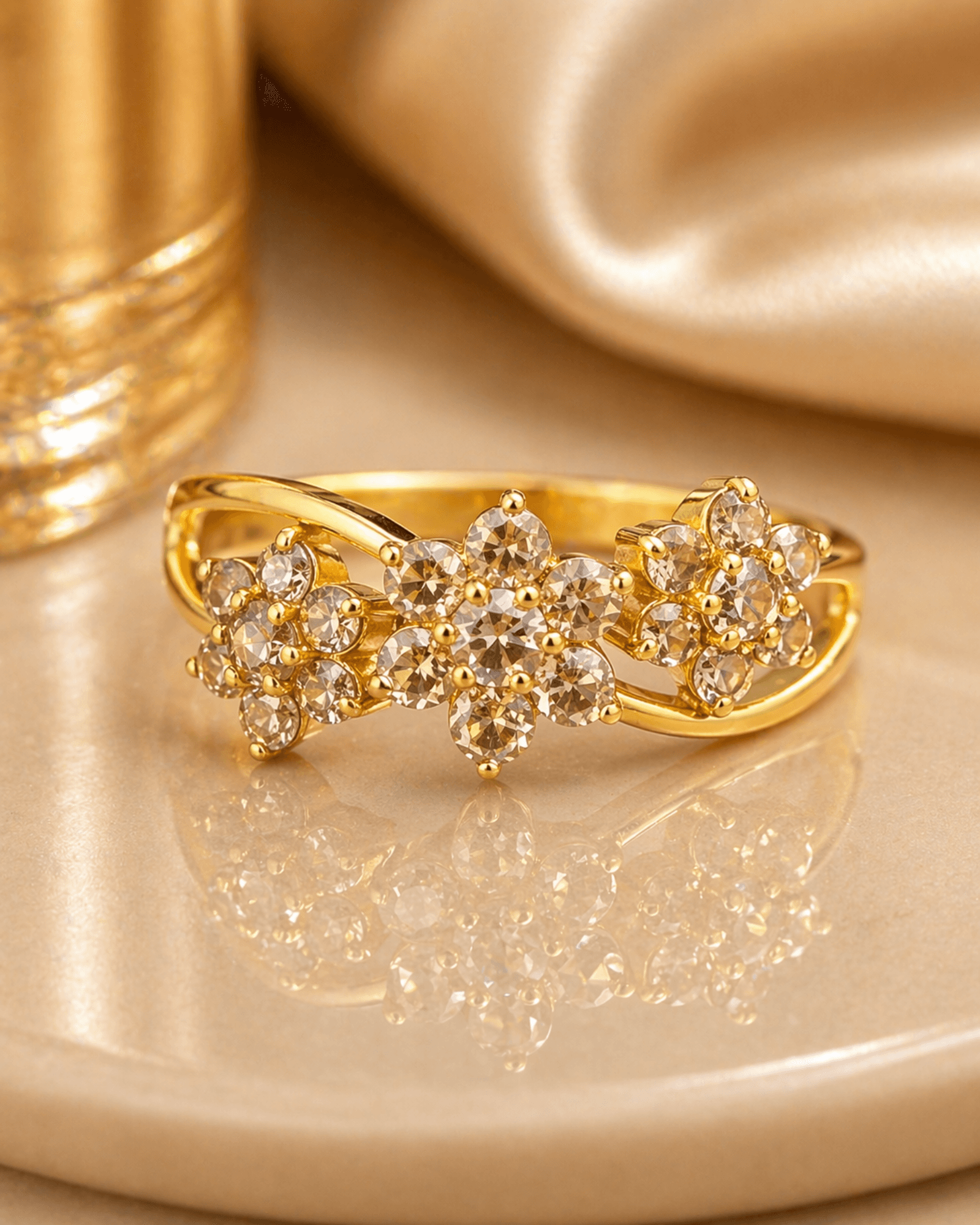 Tri star uncut diamond ring