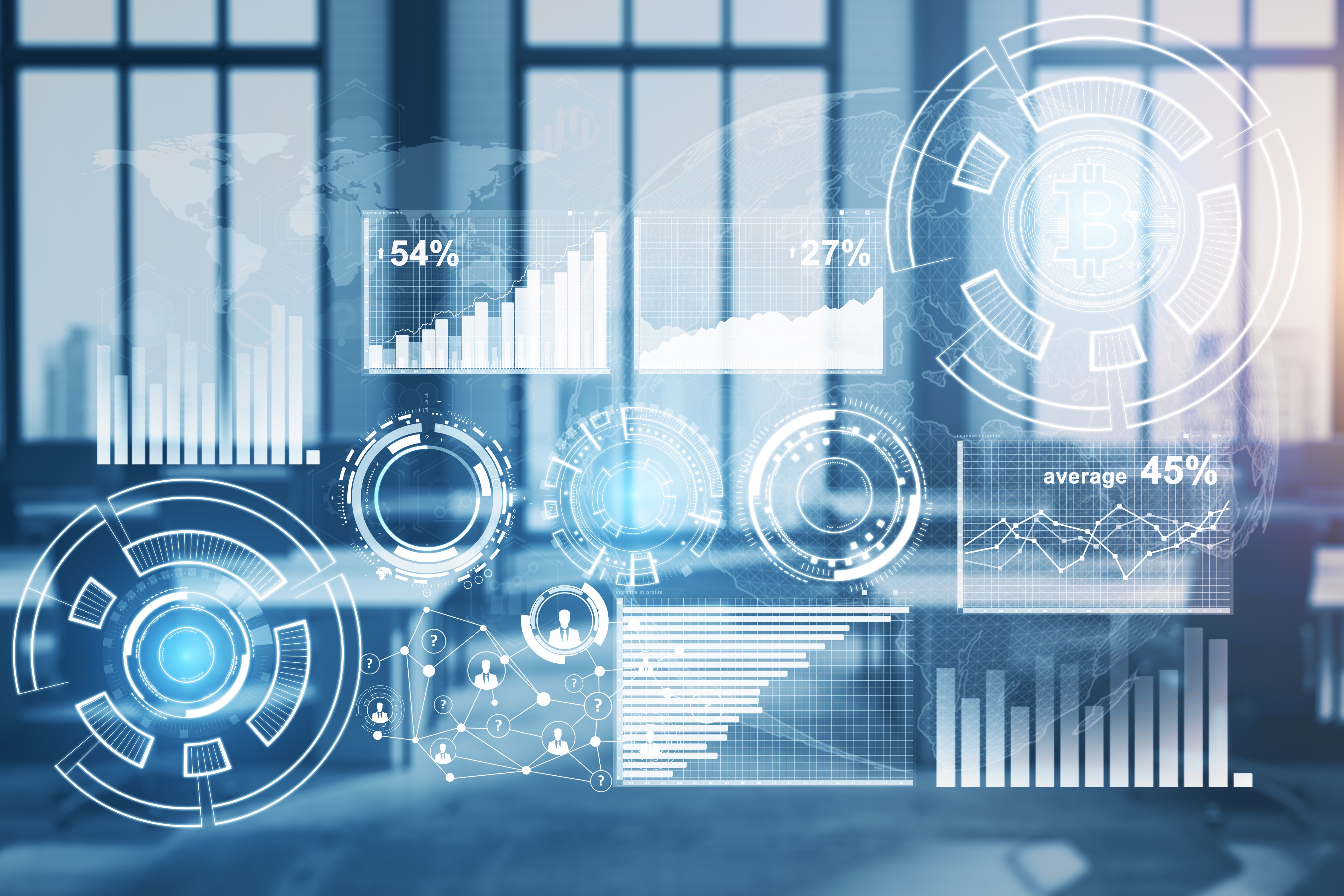 Blurred yellow train moving on elevated track at night